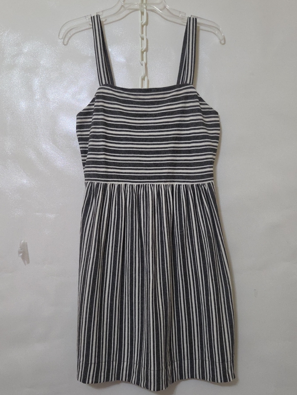 Loft Women's Striped Black and White Strappy 100% Cotton Sundress - Small NEW